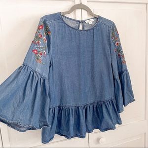 beachloungelunch Embroidered Chambray Blouse